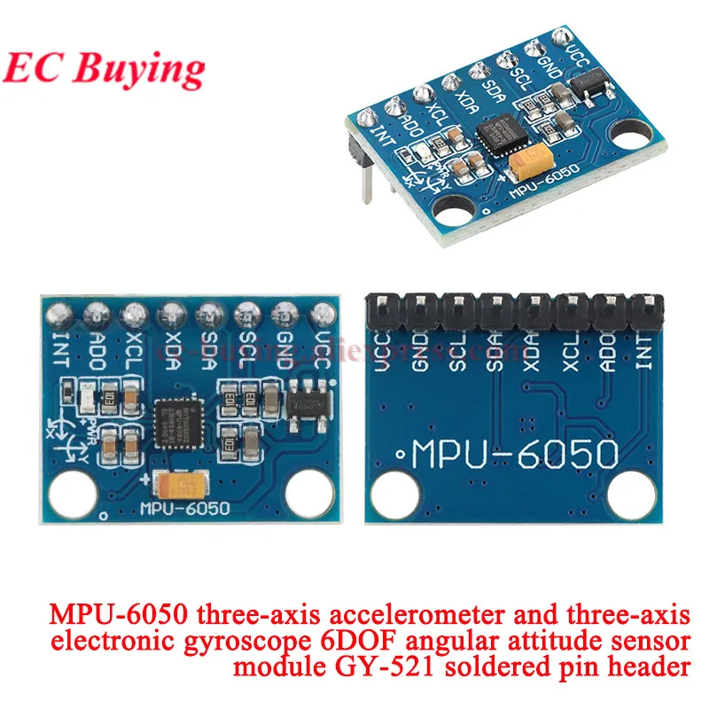 1-10Pcs GY-521 MPU-6050 MPU6050 3-achsen Analog Gyroskop + drei Beschleunigungsmesser 6DOF Sensor Modul IIC I2C SPI Für Arduino DC 3V-5V – Detail 6
