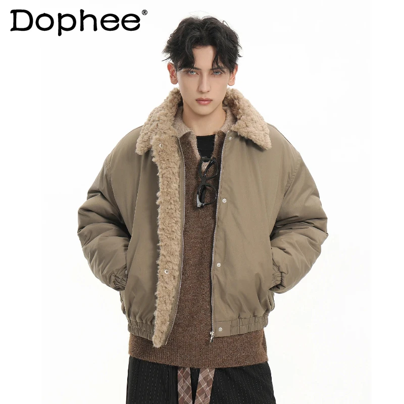 

Men's 2025 Winter New American Style Fashion Lapel Parkas Men's Retro Thickened Parkas Male Long Sleeve Handsome Zipper Coats