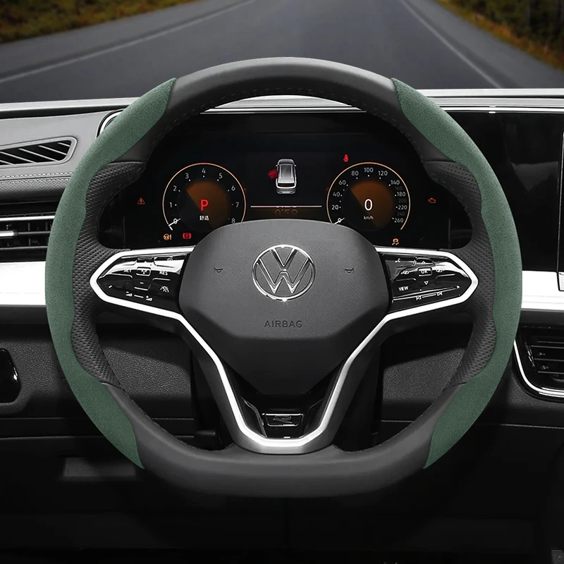 

For Volkswagen VW Suede Snap-on Steering Wheel Cover Fit Polo Golf 5 6 7 Up Gol Passat B6 Caddy Crafter Touran Jetta Sedan CC