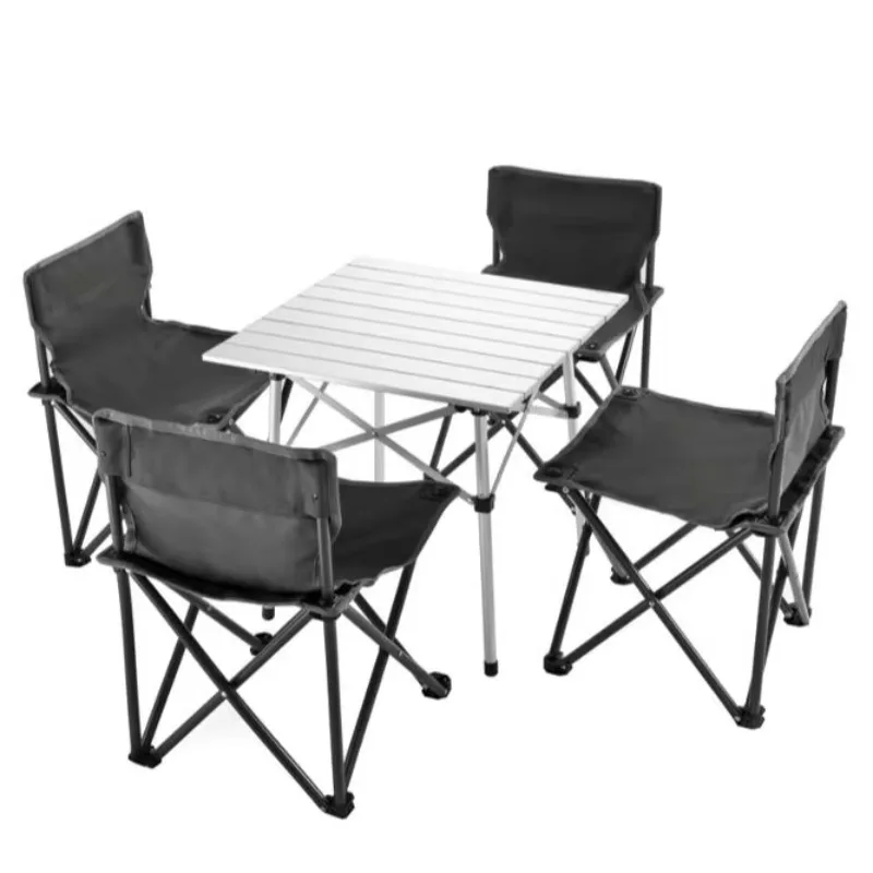 4 Person Camping Furniture Set Low Seat Chair  Stool With Table Easy Carrying And Storage Camping