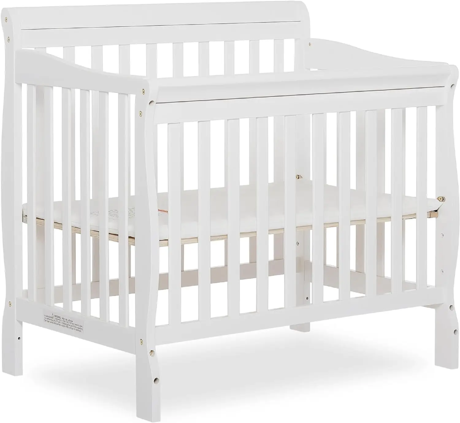 

Aden 4-in-1 Convertible Mini Crib In White, Greenguard Gold Certified, Non-Toxic Finish, New Zealand Pinewood, With 3 Mattress