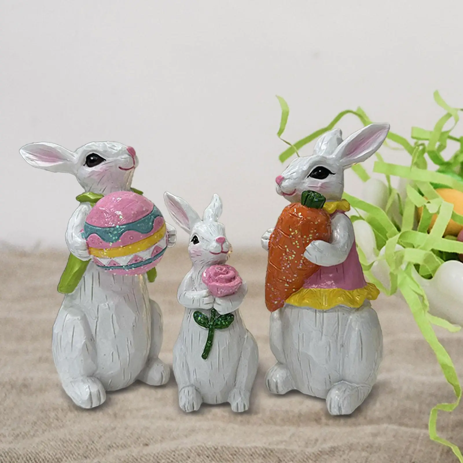 

3 Pieces Rabbit Statue Adorable Design Decorative Miniature Bunny Figurines