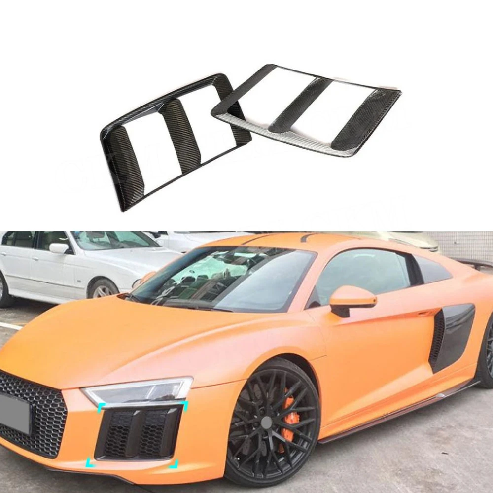 

Carbon Fiber Fog Lamp Cover Trims for Audi R8 2016-2018 Fog Lights Lamp Air Vents Covers Car Front Bumper Splitters