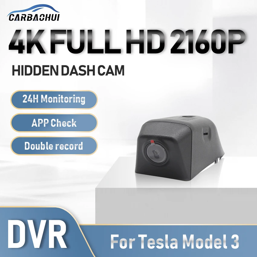 Hidden Car DVR 4K 2160P Dash Cam Camera HD Night Vision Wifi 24H Parking record Auto Driving Video Recorder For Tesla Model 3