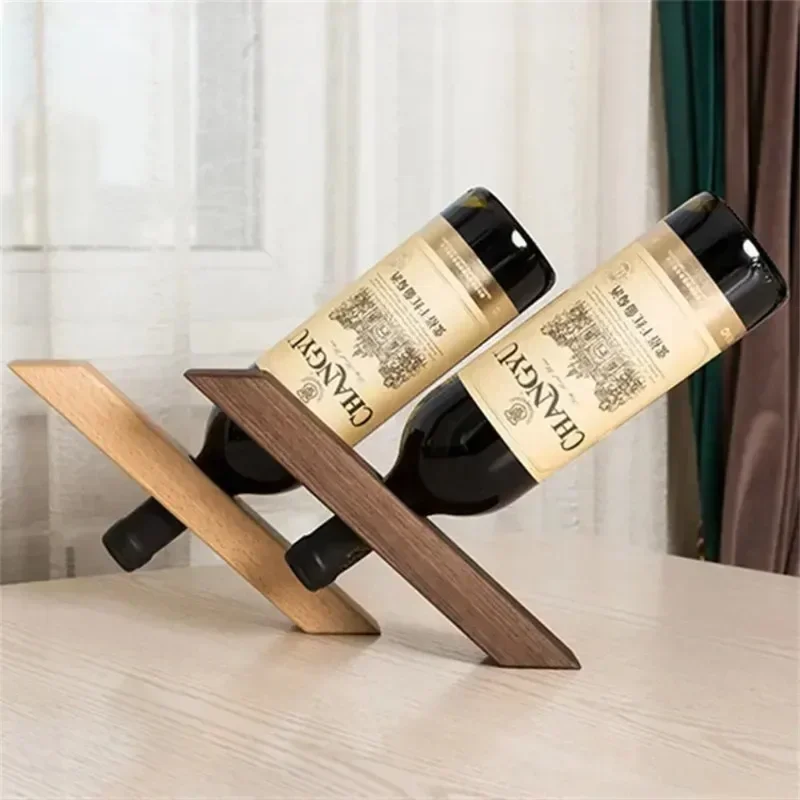 

Solid Wood Creative Red Wine Rack Black Walnut Wine Rack Living Room Decoration Household Beech Balanced Wine Bottle Holder