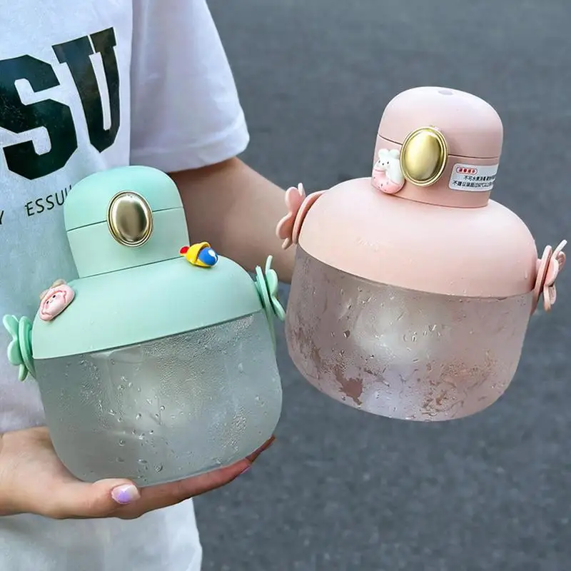 Cute Large Capacity Water Bottles Kawaii Large-Capacity Water Bottles 1200ml Summer Separate Tea Compartment Belly Cup For