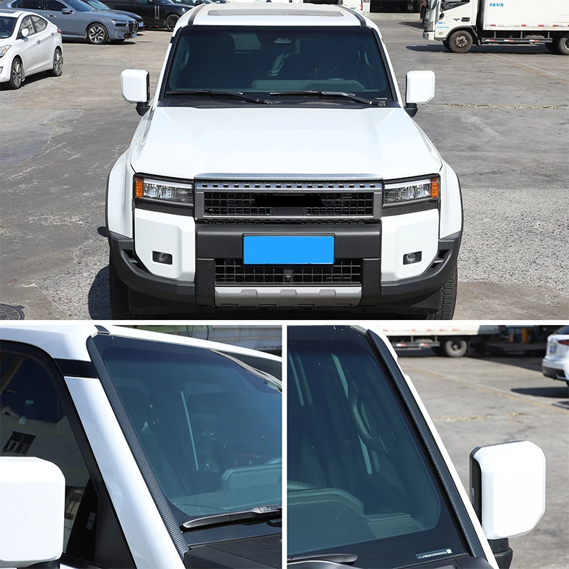 

Stainless Steel Carbon Fiber For Toyota Land Cruiser Prado 250 LC250 2024+Car Front Windshield Side Trim Sticker Car Accessories