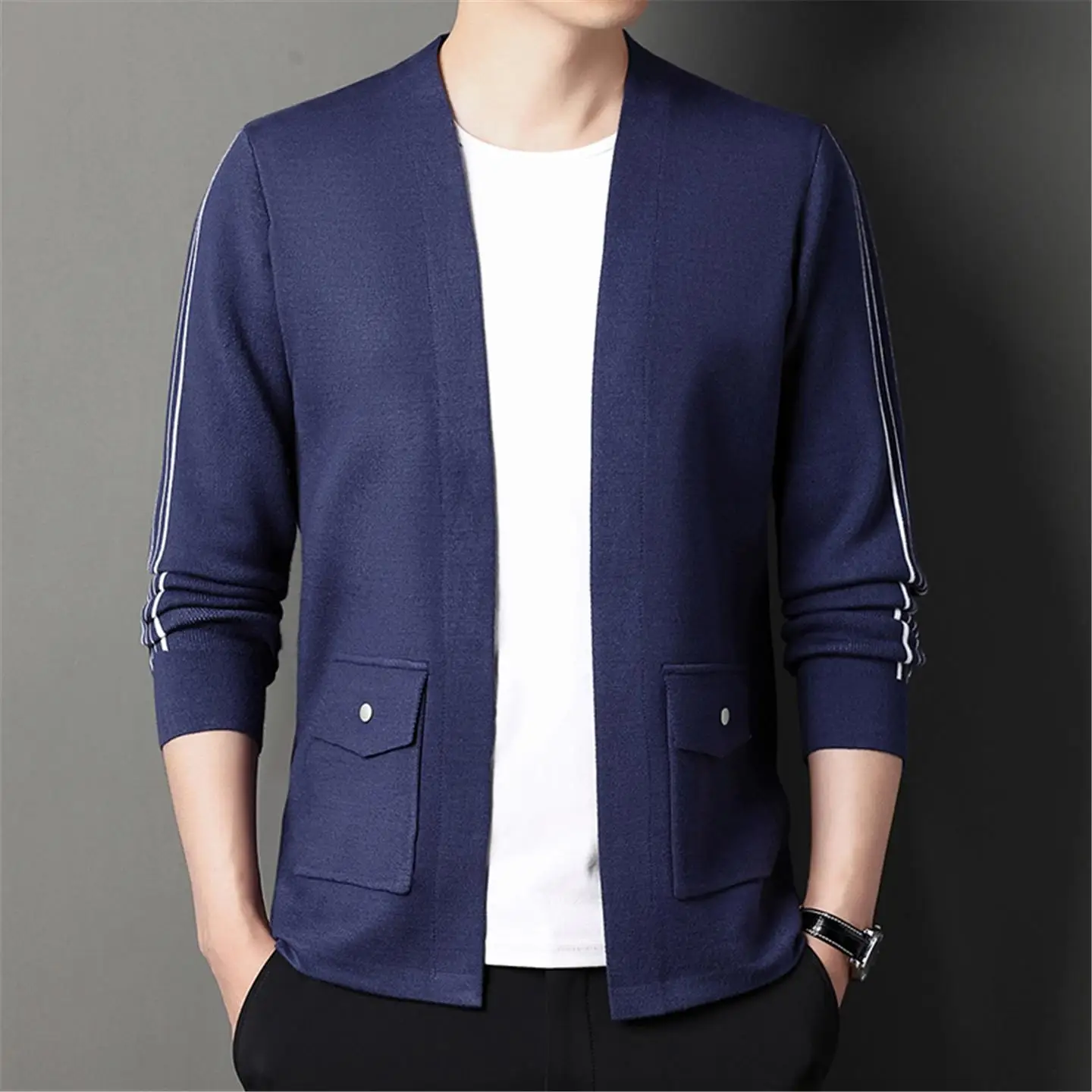 

Men's Knitted Cardigan Sweater Casual Sle Slim Fit Personali Autumn New Arrival Korean Version Faionable Top