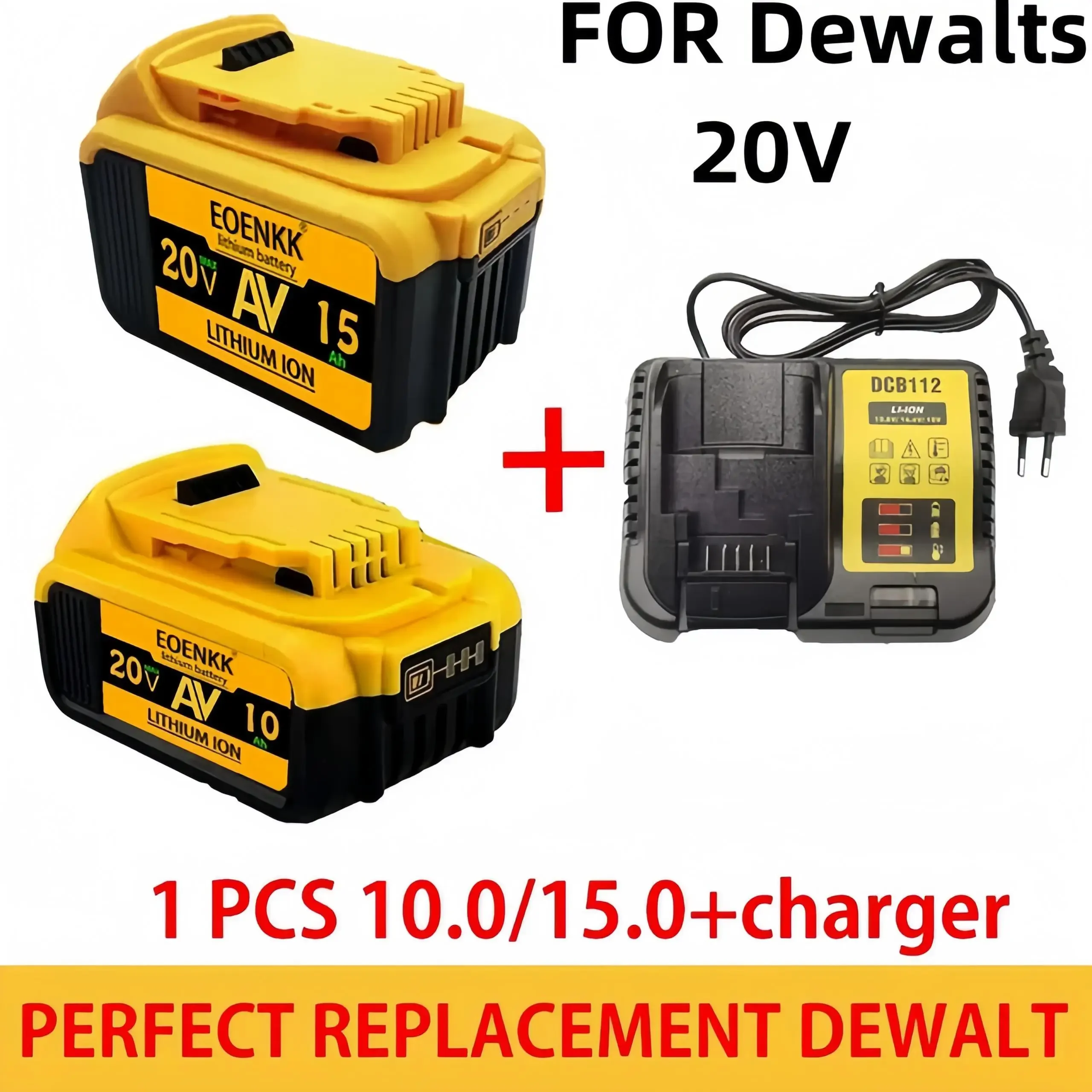 DCB200 20V 10.0Ah 15.0Ah Lithium Replacement Battery For Dewalt 18V DCB184 DCB200 DCB182 DCB180 DCB181 DCB182 DCB201 DCB206