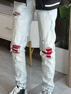 

Мужские джинсы Street Style светло-голубого цвета, облегающие, с рваными элементами, модные повседневные, из хлопкового стрейч-денима, износостойкие, весенние.