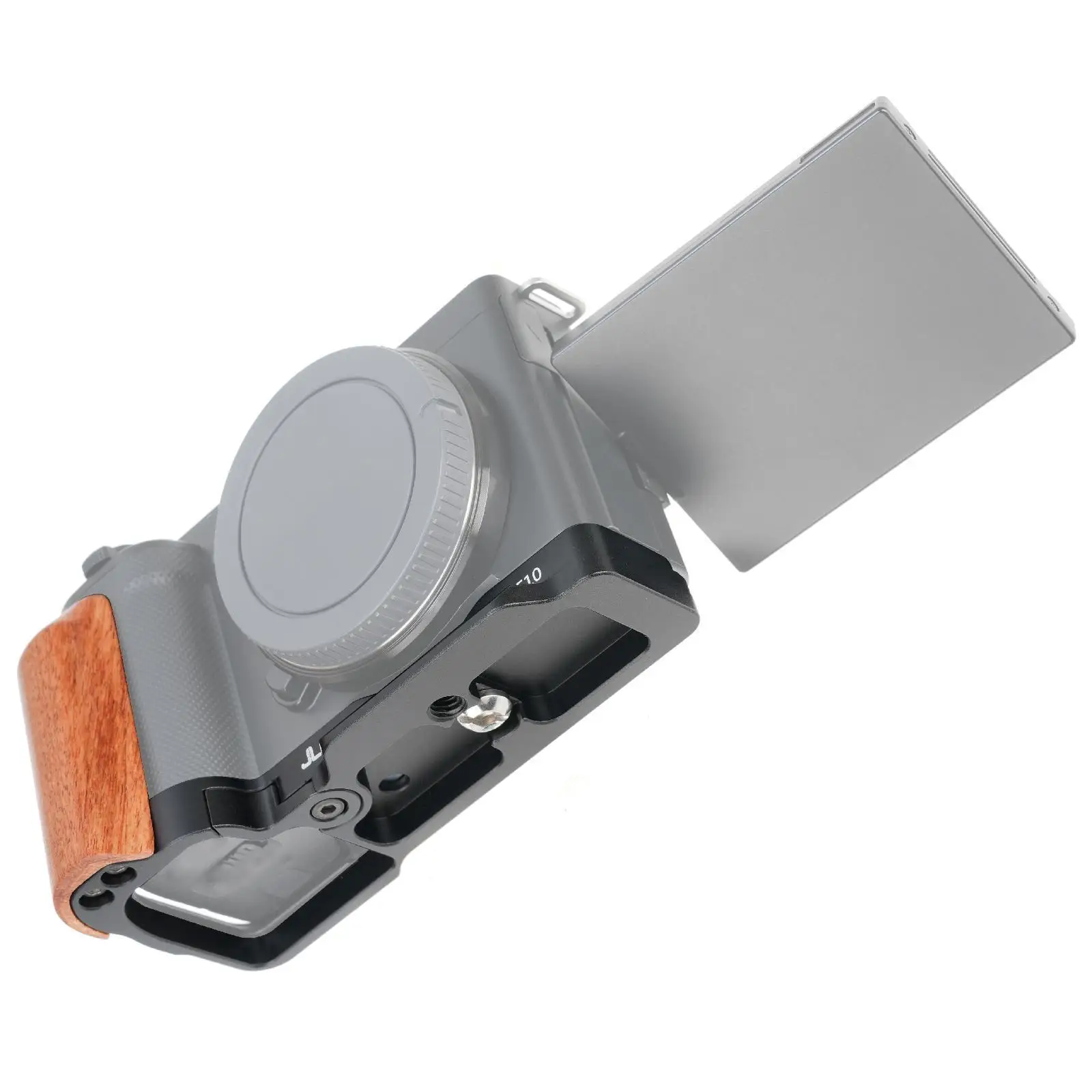 Wooden Hand Grip Metal L Bracket Portable for Zv-e10 Camera Easily Install