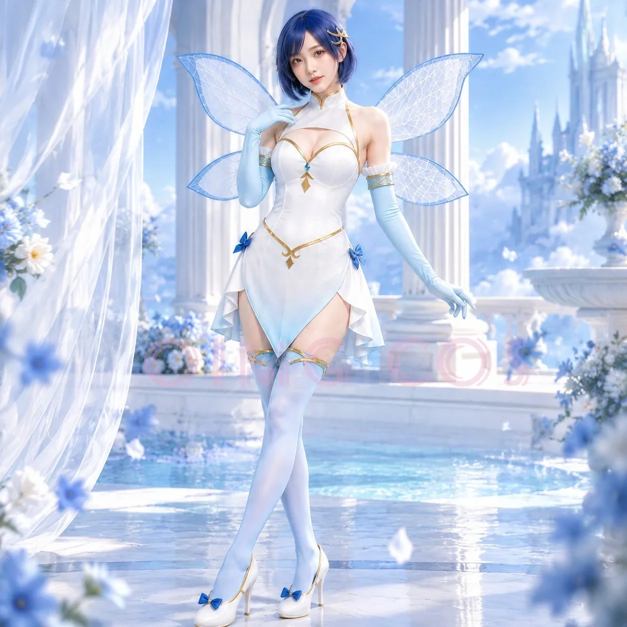Re:Zero Starting Life in Another World Rem Flower Fairy Cosplay Costume Full Set Accessories for Women Halloween