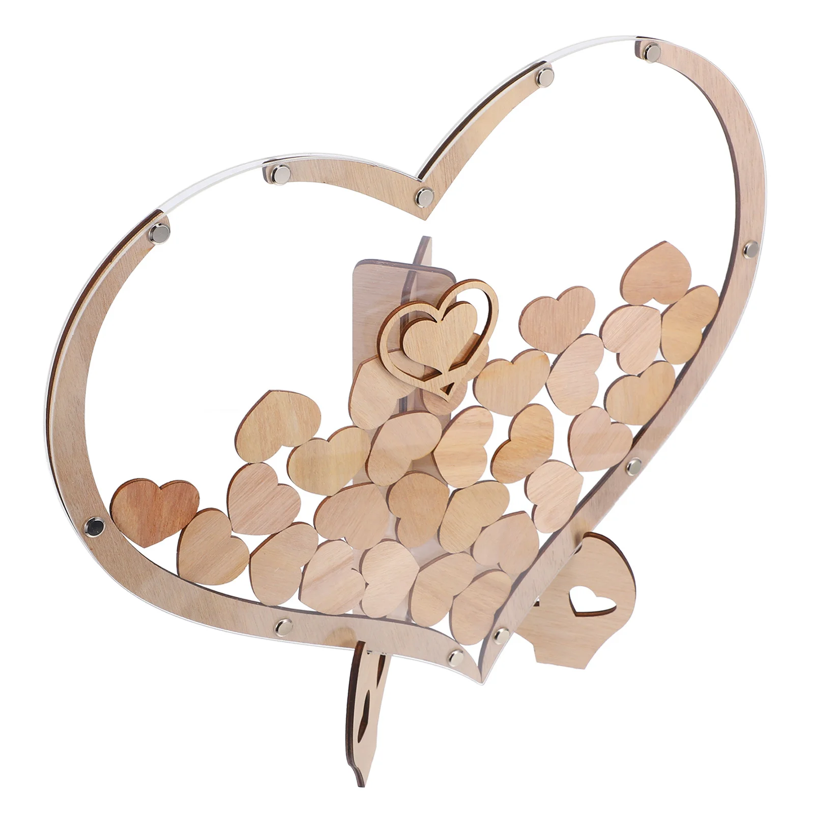 

1Set Heart-Shaped Wooden Guest Book Creative Design for Wedding Birthday Decoration Rustic Guestbook Frame Unique Keepsake