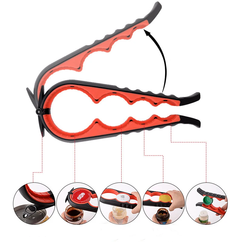 Multi Functional Can Opener 4in1 Bottle Opener Cap Twister Anti Slip Cap Twister Quick Opening Cooking Everyday Use Kitchen Tool