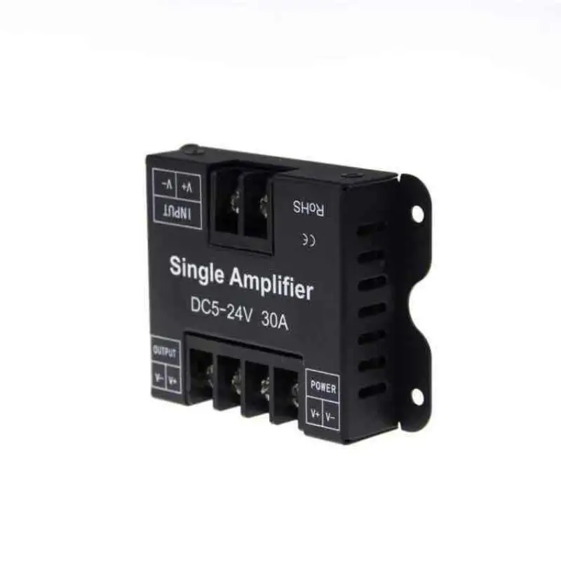 30A LED Amplifier DC 5V 12V 24V 1CH PWM Signal Sync Repeater Power Expander for Single Color COB Strip Light Dimmer Controller
