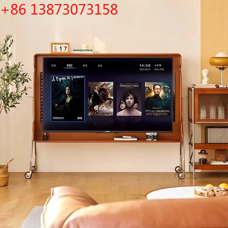 Solid wood mobile TV bracket Nordic retro bedroom home Internet celebrity living room floor TV cabinet