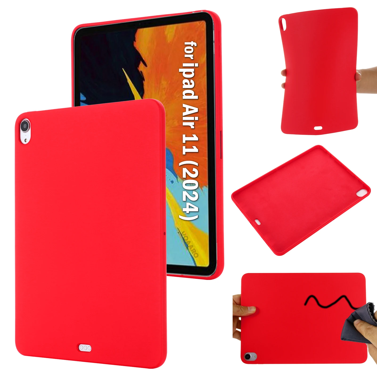 

Capa for Apple iPad Air 11 (2024) Case for Apple iPad Air 11‑inch (M2) Tablet Case Soft Liquid Silicone Back Case