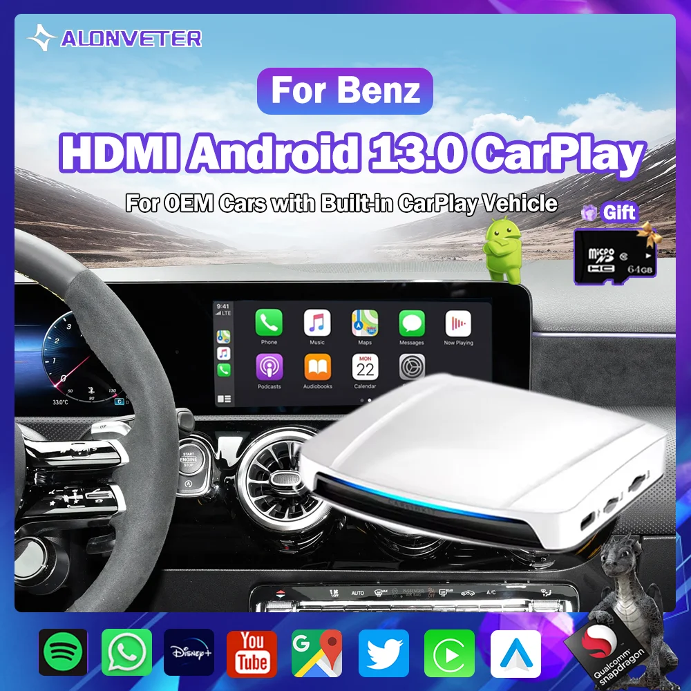 

2025 New HDMI CarlinKit Android 13 CarPlay AI Box Wireless CarPlay Android Auto TV Video Box Qualcomm SDM660 8-Core Split Scree