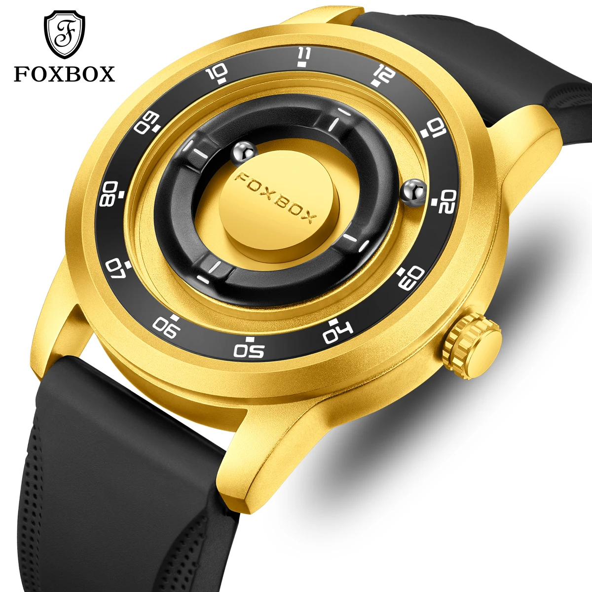 

FOXBOX 2026 Men's watches Creative quartz Floating Magnetic Pointer Ball Bearing watches for men reloj hommes mens wristwatch