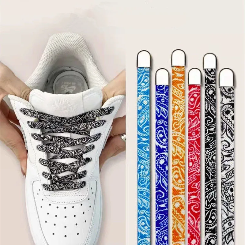Elastic No Tie Shoelaces Cashew Flower Color Flat Sneakers Shoelace Metal Lock Lazy Laces for Kids Adult One Size Fits all shoes