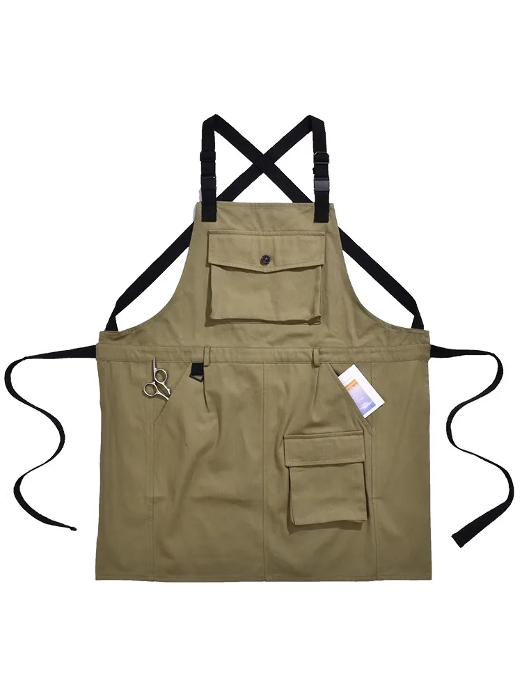 Fashion Korea Canvas Woodworking Antifouling Barista Kitchen Restaurant Barber Uniform Cleaning Durable Overol Waterproof Apron