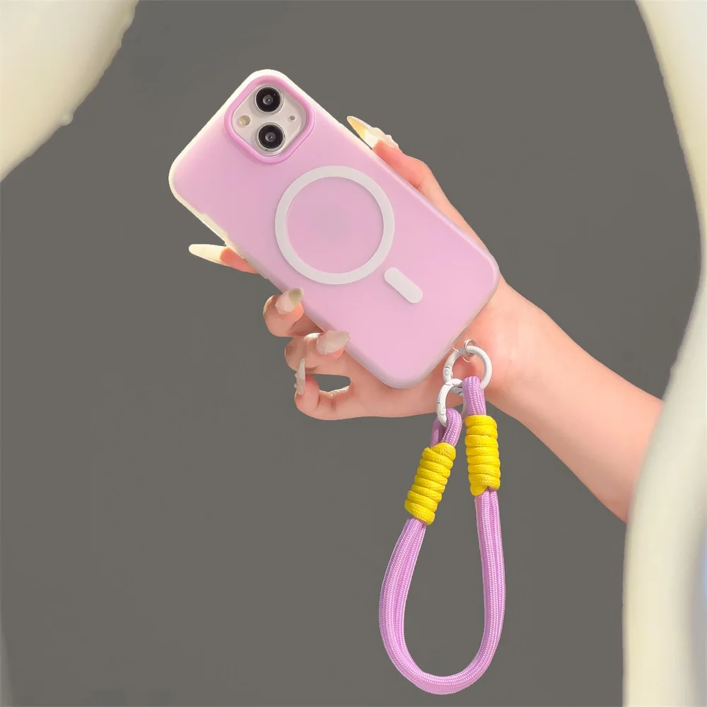 2in1 Candy Color Phone Cases For Samsung Galaxy S26 Ultra Plus S26 Edge S 26 S26U For Magsafe Magnetic Lanyard Soft Matte Cover