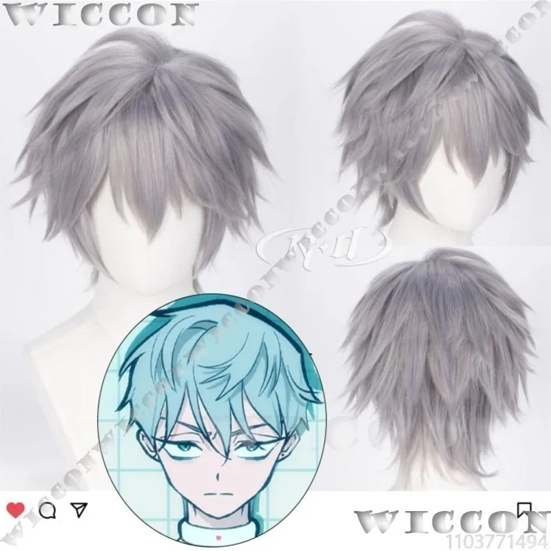 Peruka Till Anime Alien Stage Cosplay Nowa Srebrnoszara Męska Idol Scena Pokaz Comic-Con Boże Narodzenie Halloween Party Personalizowana — zdjęcie 3