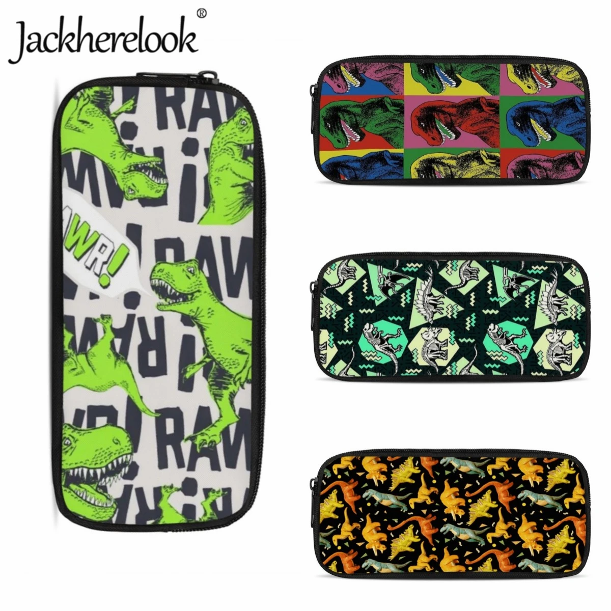 

Jackherelook Children's Pencil Cases Cartoon Dinosaur Pattern Boys Stationery Storage Box Pencil Bags Practical Girls Makeup Bag