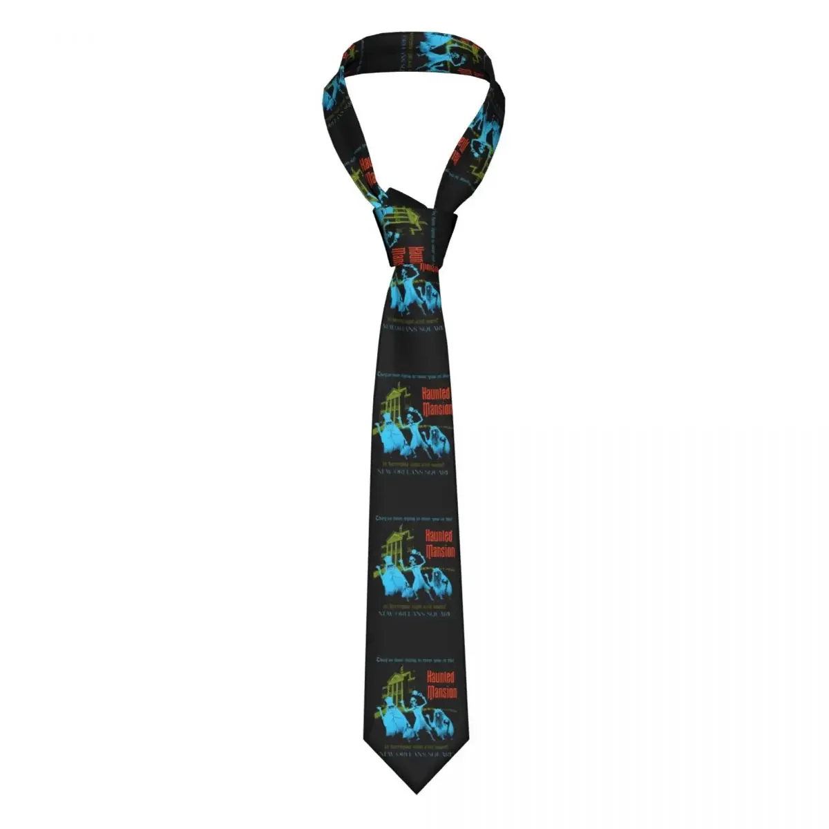 Retro Vintage The Haunted Mansion Necktie Mens Personalized Silk Halloween Ghost Neck Tie for Party