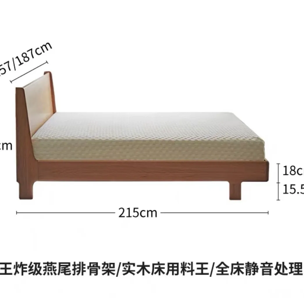 

Cherry wood elephant double bed solid wood soft bag simple Japanese-style small apartment master bedroom 1.8 meters