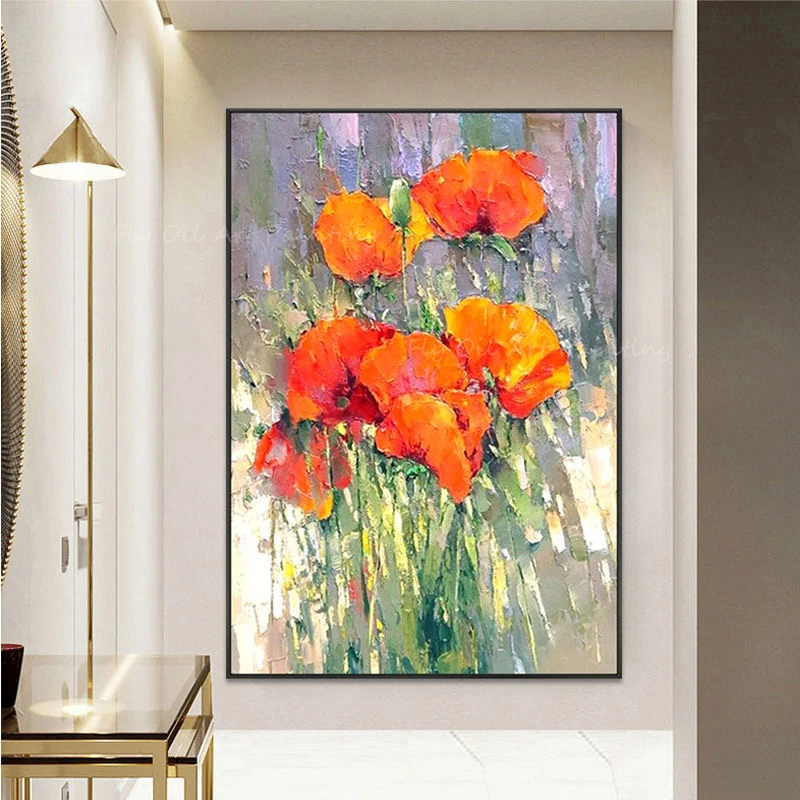 

Tulip Flower Beautiful landscape Large Size 100% Handpainted Thick Knife Picture oil painting for home decoration gift unframe