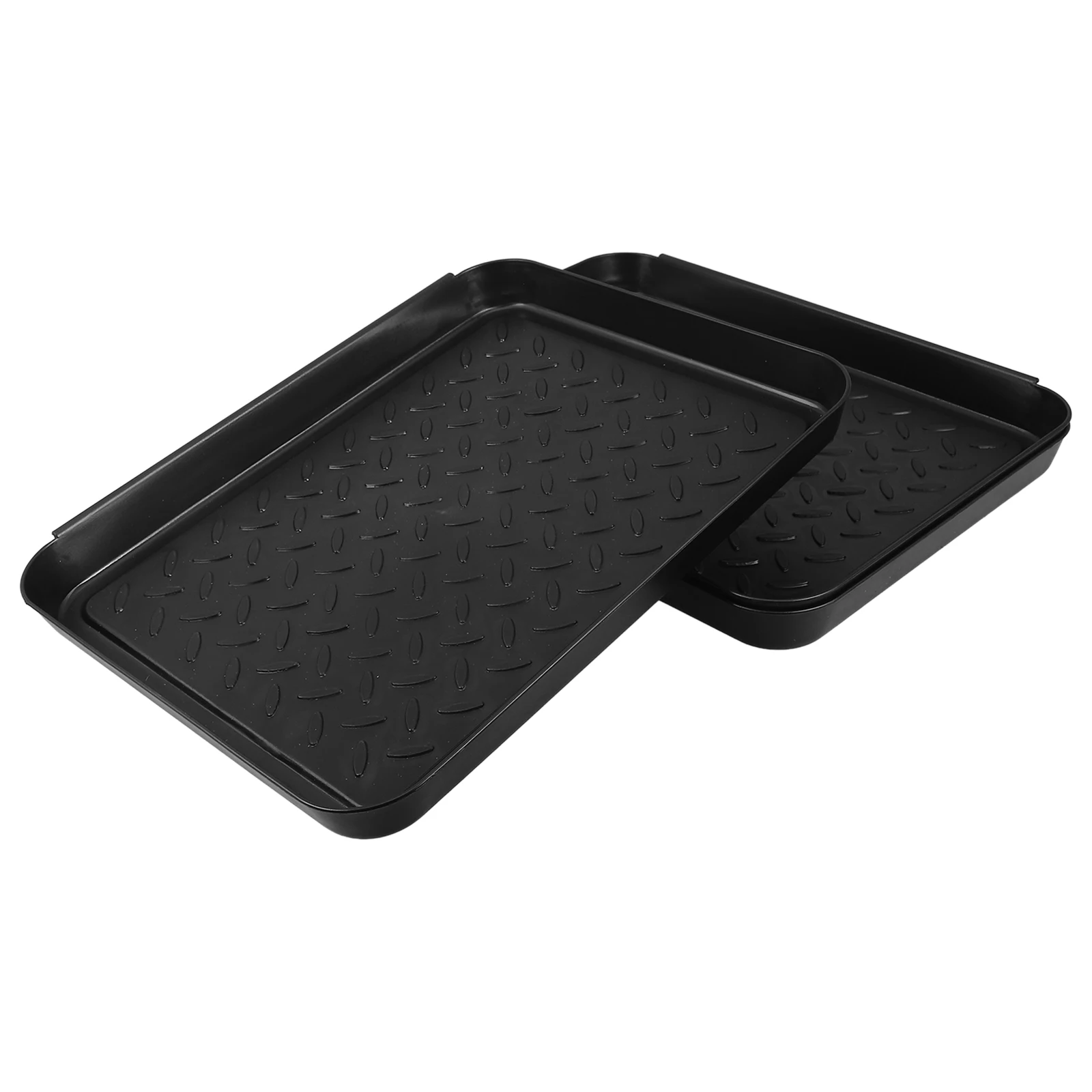 

3 Pcs Shoe Tray Heavy Duty Waterproof Nonslip Black Large Space Saving Reusable Plastic Boot Drip Trays for Entryway Dog Plants