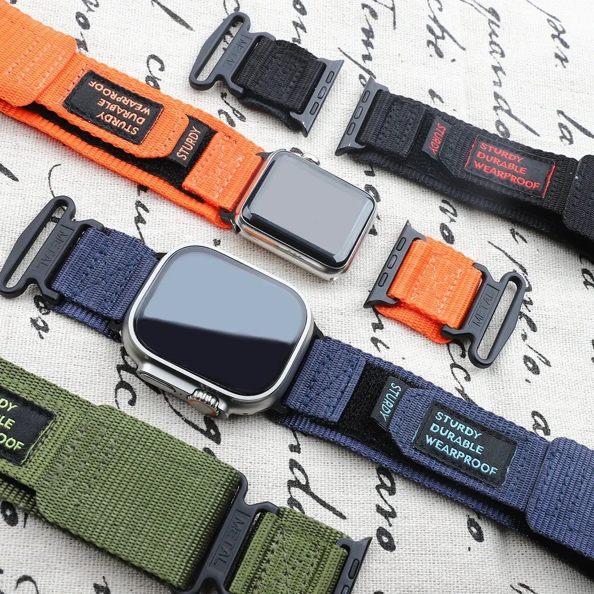 Tactical Nylon Strap for Apple Watch Ultra 2 Band 49mm 44mm 41mm 45mm 46mm 42mm Bracelet for Iwatch Series 10 9 8 7 6 5 4 Sports
