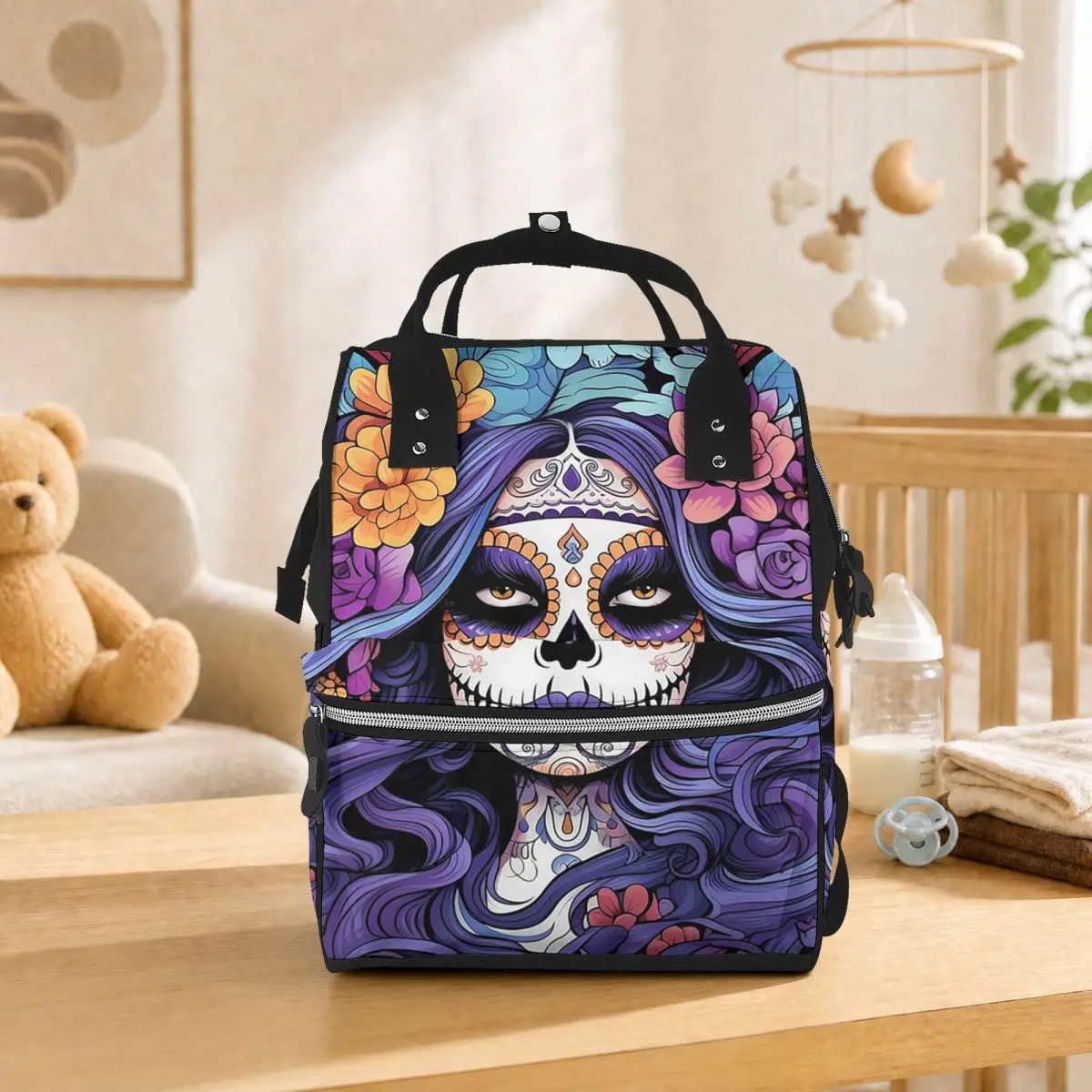Mexican Catrina Girl Day Of The Dead Sugar Skull Student Backpack School Bag Hiking Travel Daypack for Men Women Bookbag