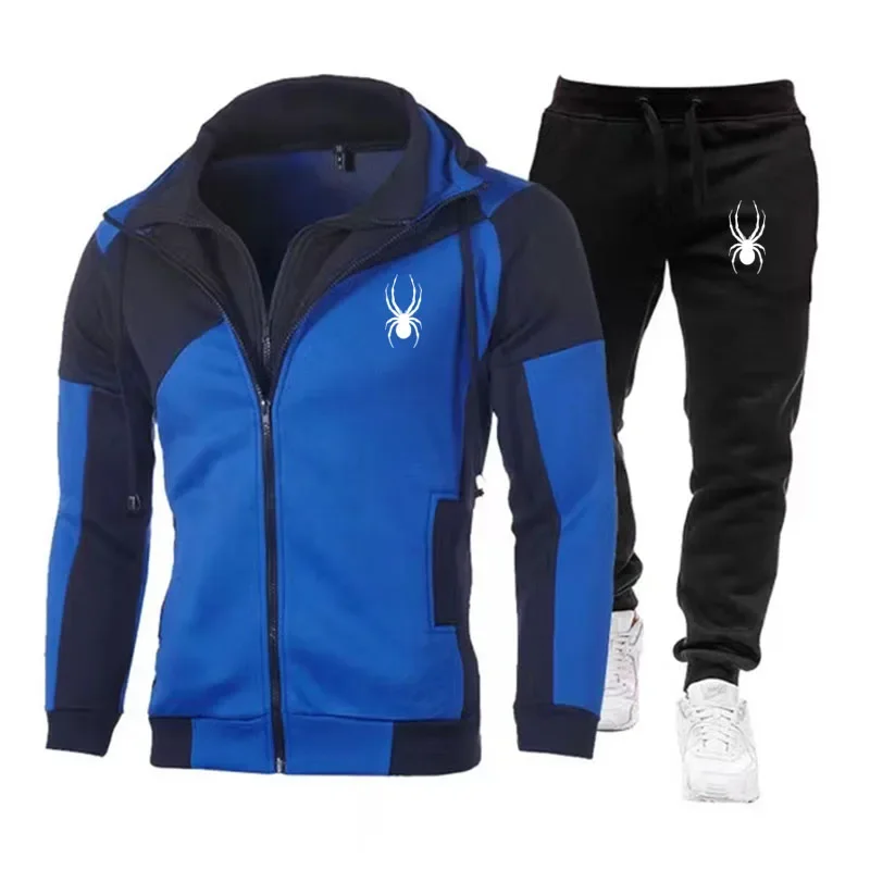 2024New Men\'s Autumn Winter Sets Zipper Hoodie+Pants Pieces Casual Tracksuit Male Sportswear Brand Clothing Sweat Suit