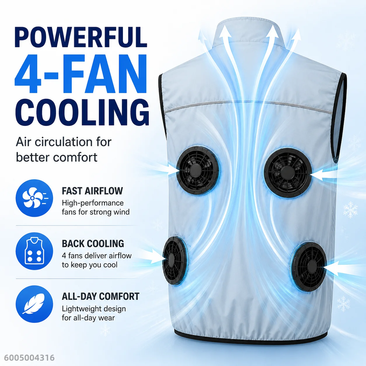 Men's USB 2/4-Fan Cooling Vest Reflective Breathable Sleeveless Workwear for Fishing Construction Outdoor Power Bank