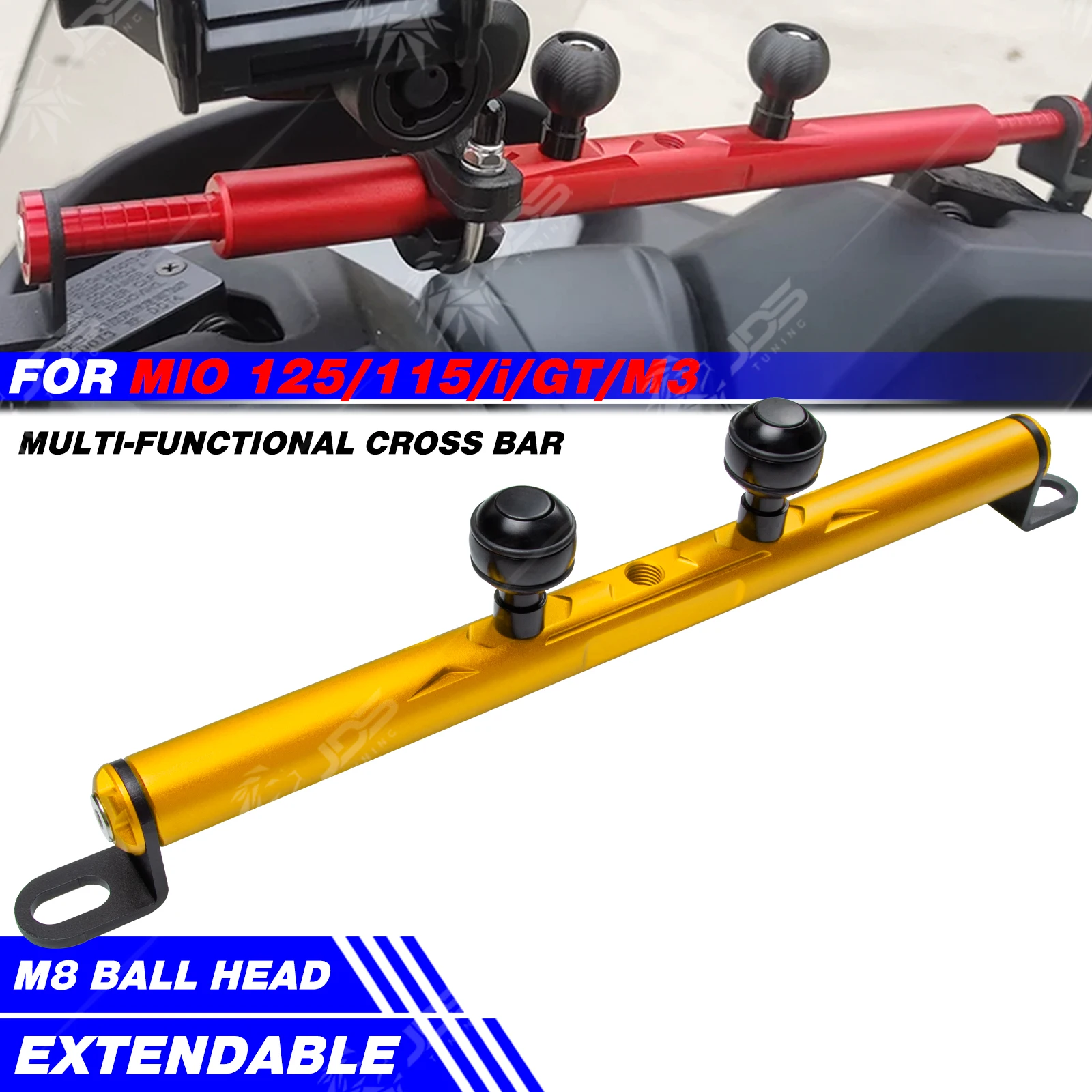 

JDSTUNING For YAMAHA MIO 125/115/i/GT/M3 Crossbar Balance Beam Multifunction Bar Phone Holder Bracket Accessories Parts
