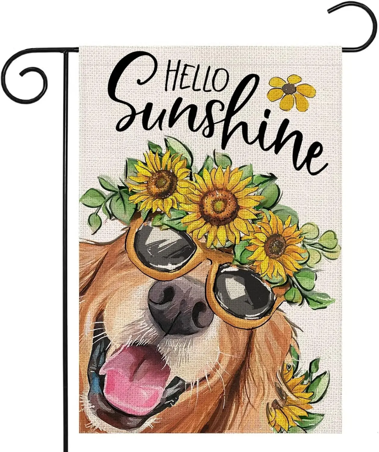 Summer Garden Flags 12x18 Inch Double Sided,Hello Sunshine Dog with Sunflowers Small Yard Flags for Outside,Seasonal Spring  yyi