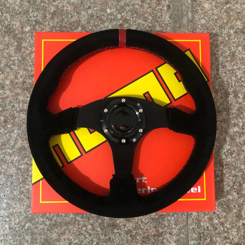 

330MM MMO Flat Racing SIM Game Drift Suede Steering Wheel Rally Car Sport Steering Wheel JDM Racing Sim Leather Steering Wheel
