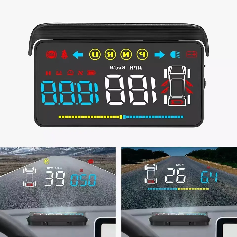 T4 OBD Mirror HUD Head Up Display for Tesla Model 3 & Model Y Mileage Safety Indicator Light Driving Time Speed Power Indicator