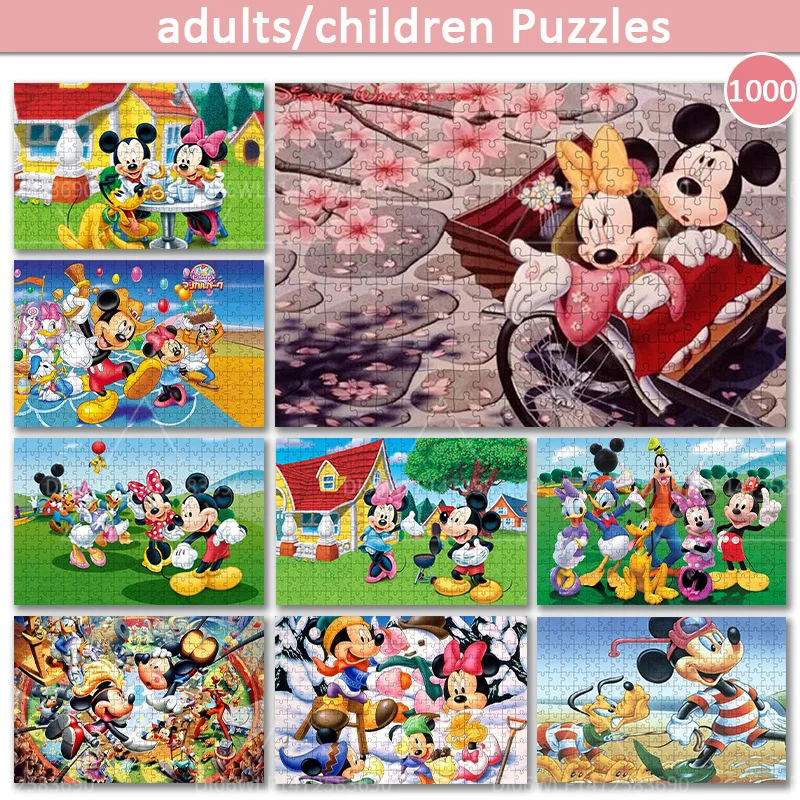 Jigsaw Puzzle Toys Disney Mickey Mouse 1000 PCS Wooden Puzzles Children's Educational Toys Adult Family Games Printed Clear Gift