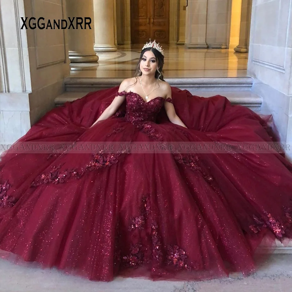 burgundy color quince dress J875 Burgundy / 16