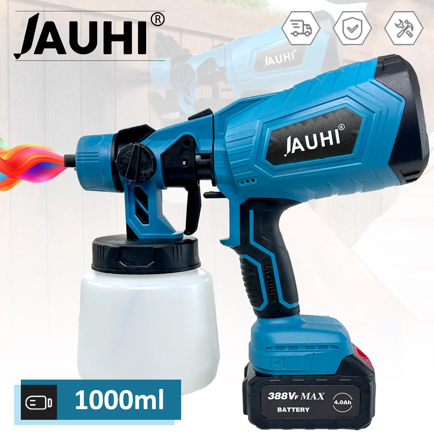 

JAUHI 1500W 1000ML Cordless Electric Spray Gun with Battery Household Disinfection Sterilization Portable Paint Sprayer