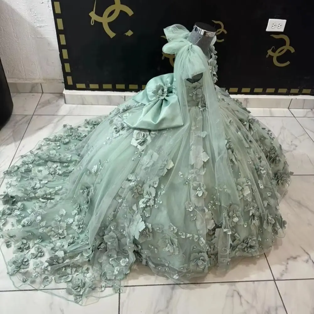 تخصيص الأميرة الكرة ثوب ثوب القوس الدانتيل يزين فتاة أطفال الزهور الفتيات فساتين لحفلات الزفاف عيد ميلاد حزب مساء اللباس