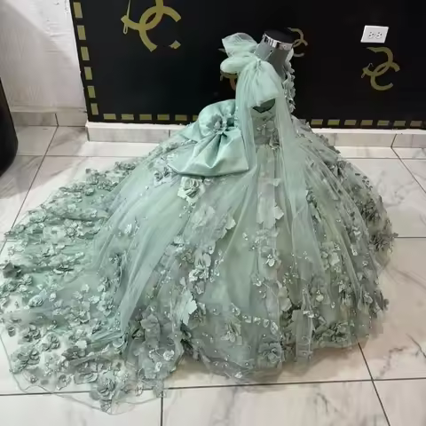 Customized Princess Ball Gown Dress Bow Lace Appliques Girl Kids Flowers Girls Dresses for Weddings Birthday Party Evening Dress