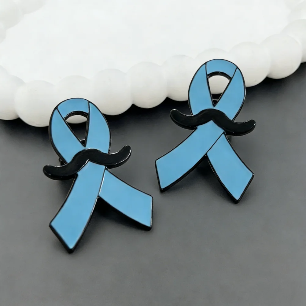 Custom Engrave Name Caring Beard Cross Ribbon Brooch Awareness Ribbon Enamel Pin for Women Men Colorful Lapel Pin Jewelry Gifts