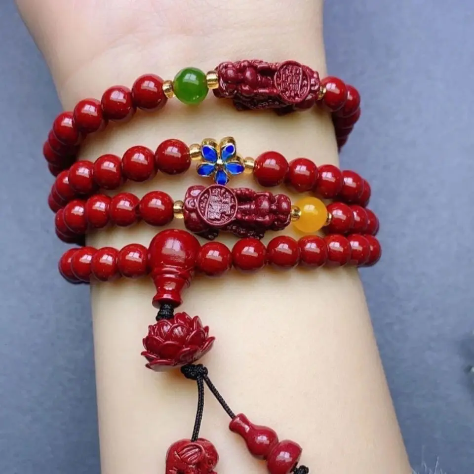 

Браслет из круглых бусин фиолетового золота с высоким содержанием cinnabar