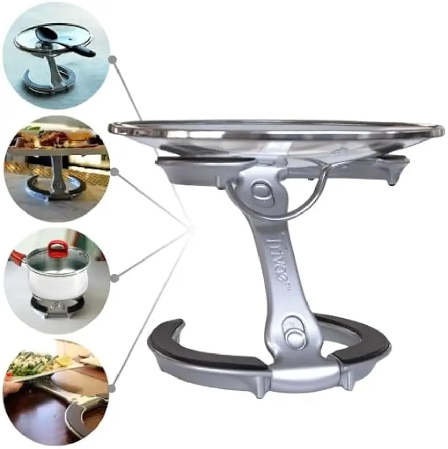 

Складной держатель и подставка для крышки кастрюли 4-в-1 — термостойкий, компактный кухонный инструмент для приготовления пищи и сервировки