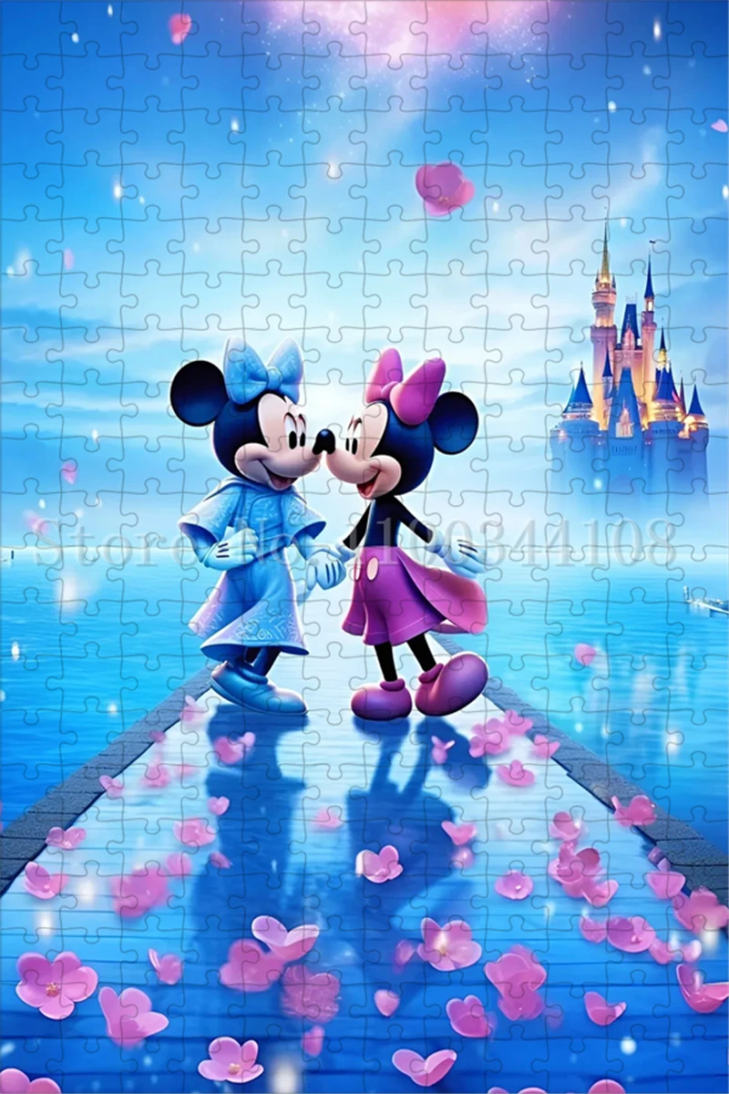 Disney Mickey Minnie Mouse Puzzles Stress Relief Toys Cartoon Jigsaw Puzzles for Adults Couples Marry Valentine's Gifts