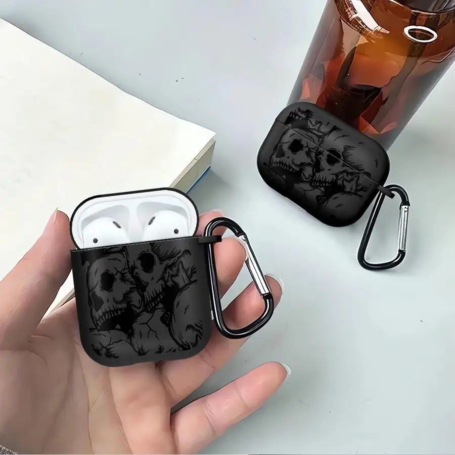

Four Spooky Skull Patterns Black Earphone Cases Cover Case For Airpods Pro Pro2 3 4 Pro3 2 1